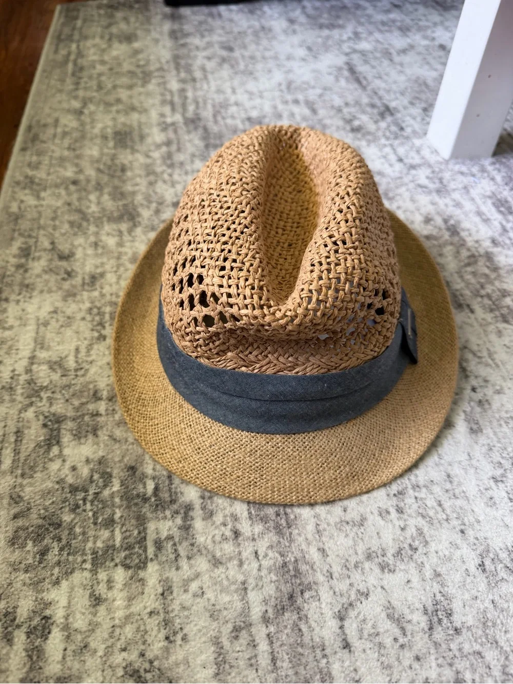Nautica Kids Straw Fedora Hat with Gray Band